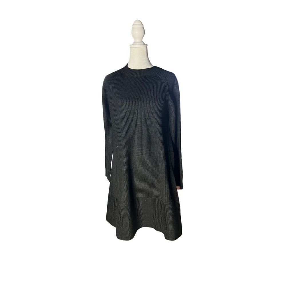 Pomander Place Women's Black Ainsley Ribbed Knit Sweater Dress Medium NWT